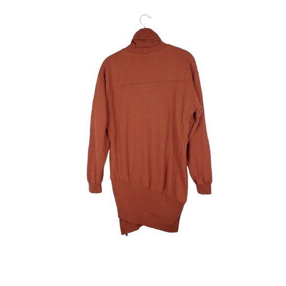 Young Fabulous & Broke Sweatshirt Dress Rust Faux Layered Zip Hem Size Small - Picture 2 of 9